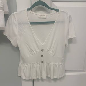White button baby doll top size small